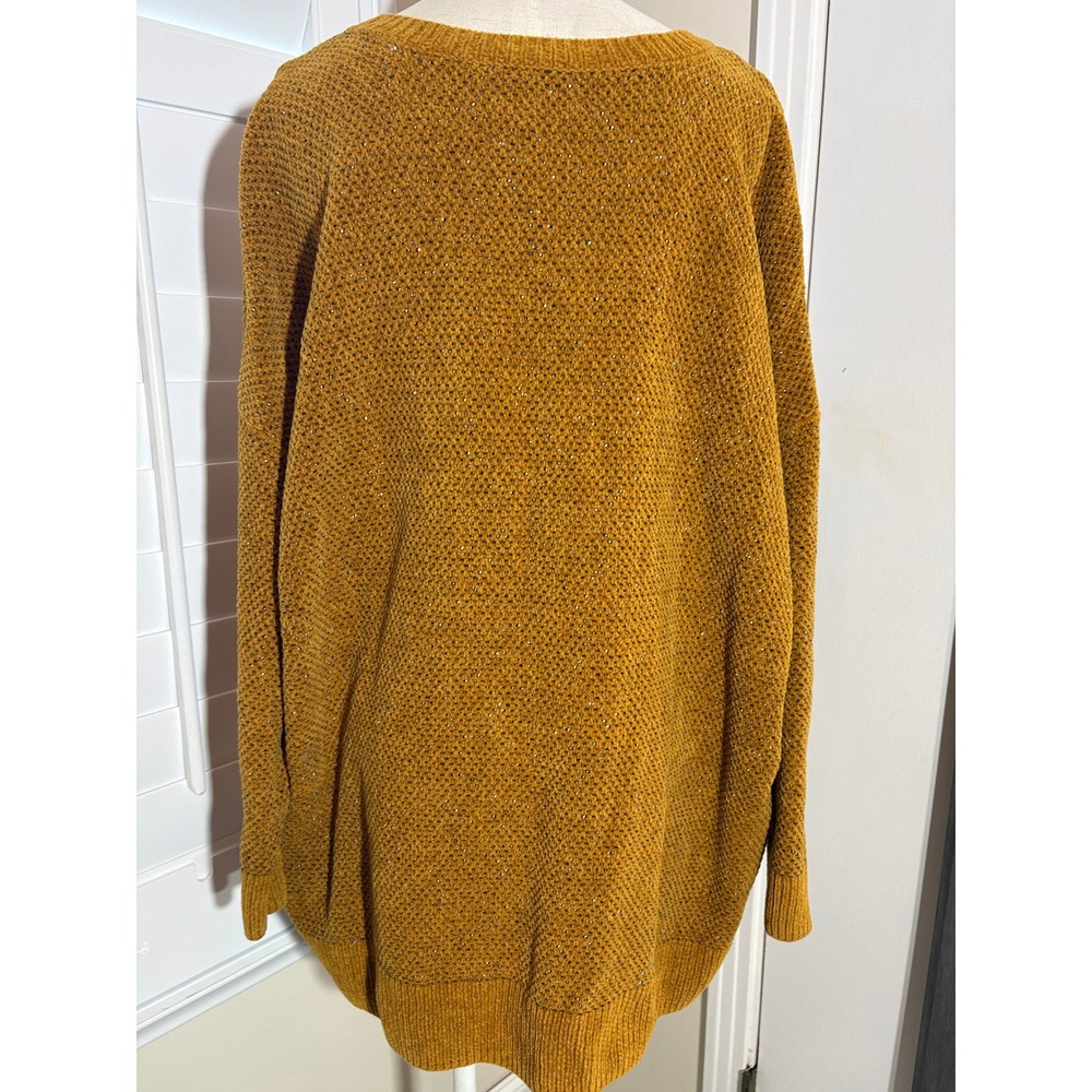 Eileen Fisher Sweater L Mustard Organic Cotton Chenille Oversized Never Worn - Picture 4 of 9
